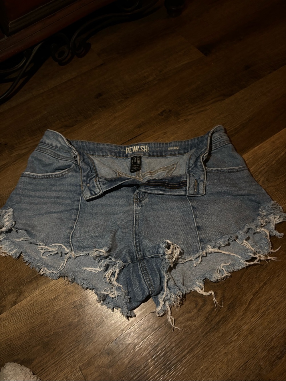 Rewash Light Blue Distressed Frayed Denim Shorts